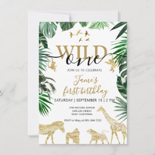 Tropical Jungle Safari Animals Birthday Inbjudningar