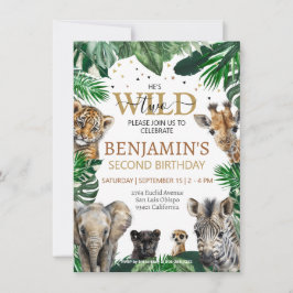 Tropical Jungle Safari Animals Birthday Inbjudningar