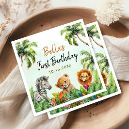 Tropical Jungle Safari Animals Birthday Pappersservett