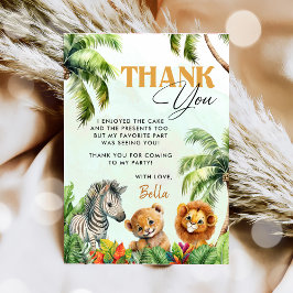 Tropical Jungle Safari Animals Birthday Tack Kort