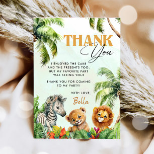 Tropical Jungle Safari Animals Birthday Tack Kort