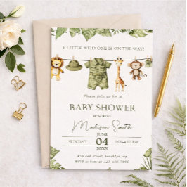 Tropical Jungle Safari Animals Boy Baby Shower Inbjudningar