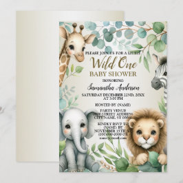Tropical Jungle Safari Animals Boy Shower Inbjudningar