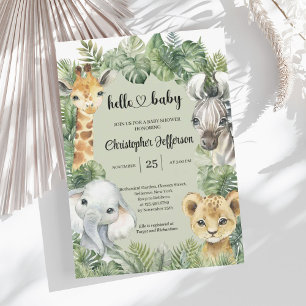 Tropical Jungle Safari Animals Boy Shower Inbjudningar