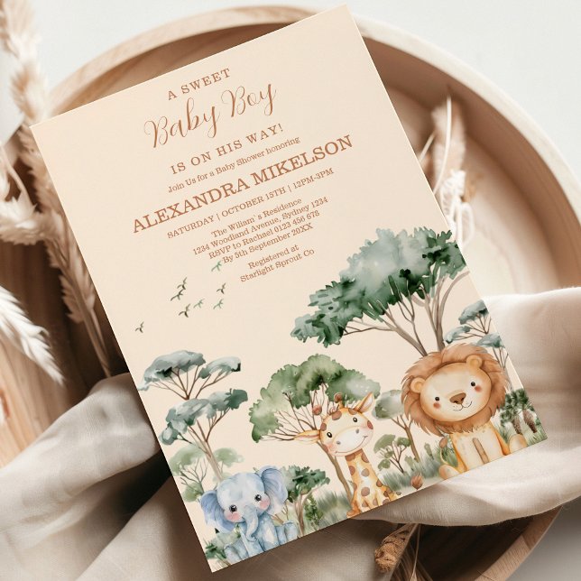 Tropical Jungle Safari Animals Boy Shower Inbjudningar (Skapare uppladdad)