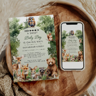 Tropical Jungle Safari Animals Boy Shower Inbjudningar