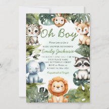 Tropical Jungle Safari Animals Boy Shower