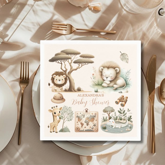 Tropical Jungle Safari Animals Boy Shower Pappersservett (Skapare uppladdad)