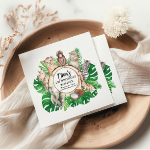 Tropical Jungle Safari Animals Boy Shower Pappersservett