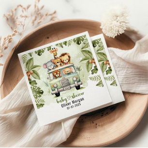 Tropical Jungle Safari Animals Boy Shower Pappersservett