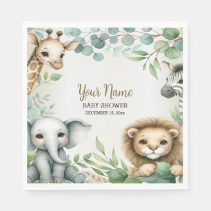 Tropical Jungle Safari Animals Boy Shower Pappersservett