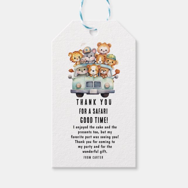 Tropical Jungle Safari Animals Boy Shower Presentetikett (Framsidan)