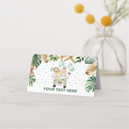 Tropical Jungle Safari Animals Food Label Ställe Placeringskort