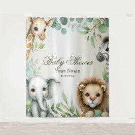 Tropical Jungle Safari Animals Grönt Löv Party