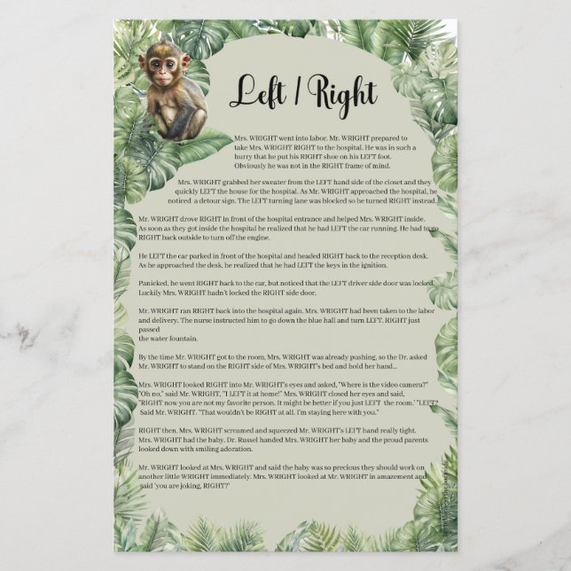 Tropical Jungle Safari Animals Lämnat Höger-spel (Framsida)