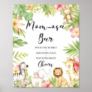 Tropical Jungle Safari Animals Mamma-osa Pub Sign Poster