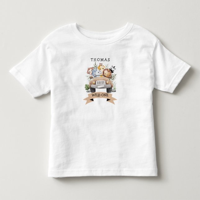 Tropical Jungle Safari Animals Party T Shirt (Framsida)