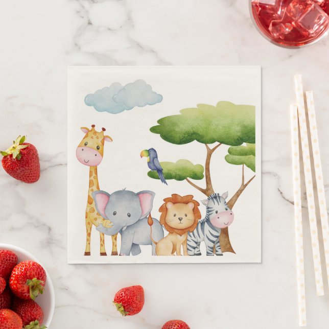 Tropical Jungle Safari Animals Pojke Pappersservett (Insitu)