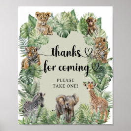 Tropical Jungle Safari Animals tack för att du kom Poster
