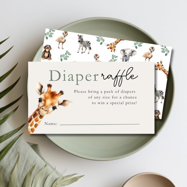 Tropical Jungle Safari Baby Shower Diaper Raffle Tilläggskort (Tropical Jungle Safari Baby Shower Diaper Raffle Card)