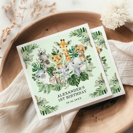 Tropical Jungle Safari Vilda djur Baby Birthday Pappersservett