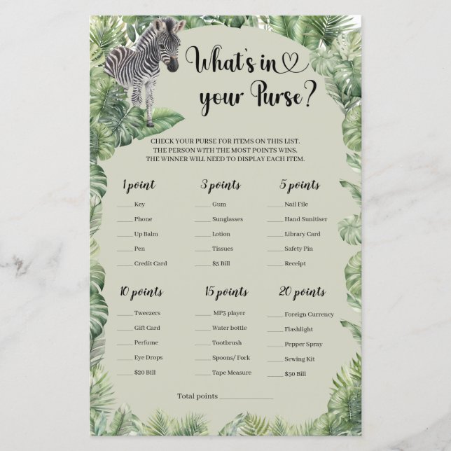 Tropical Jungle Safari What is in Your Purse-spele (Framsida)