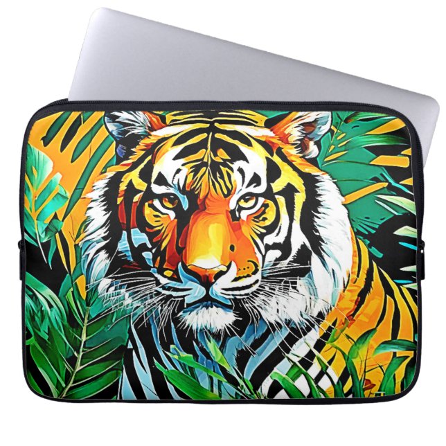 Tropical Jungle Tiger Gaze Design Laptop Fodral (Framsidan)