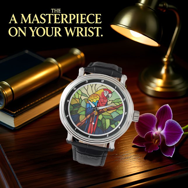 Tropical Kaleidoscope" - Stained Glass Parrot Armbandsur (Skapare uppladdad)