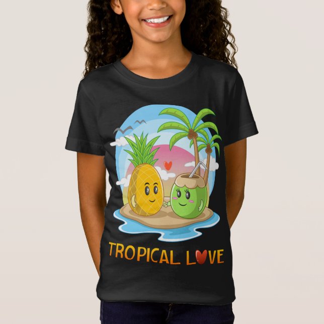 Tropical Kärlek Funny Tropical Island Lycklig Coup T Shirt (Framsida)