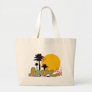 Tropical Kärlek Stars Retro Handflatan Träd Silhou Jumbo Tygkasse