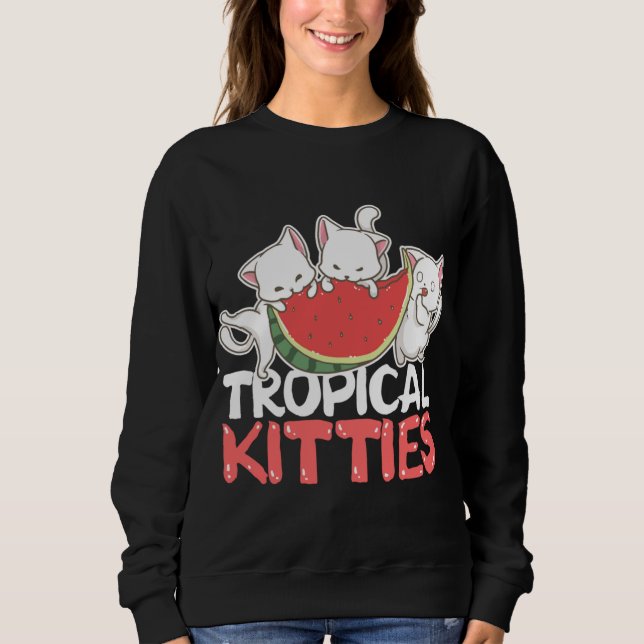 Tropical Kattunge Funny Cat Kitten Watermelon T Shirt (Framsida)