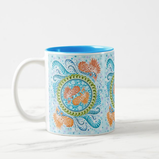 Tropical Koi Mandala Två-Tonad Mugg (Vänster)