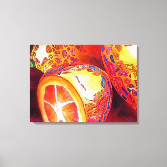 Tropical kumquat orange vattencolor art canvastryck (Framsida)