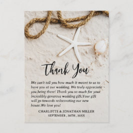 Tropical kuststrand bröllop tack vykort