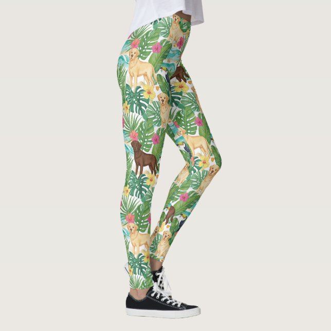 Tropical Labrador Retriever Beach Vibes Leggings (Höger)