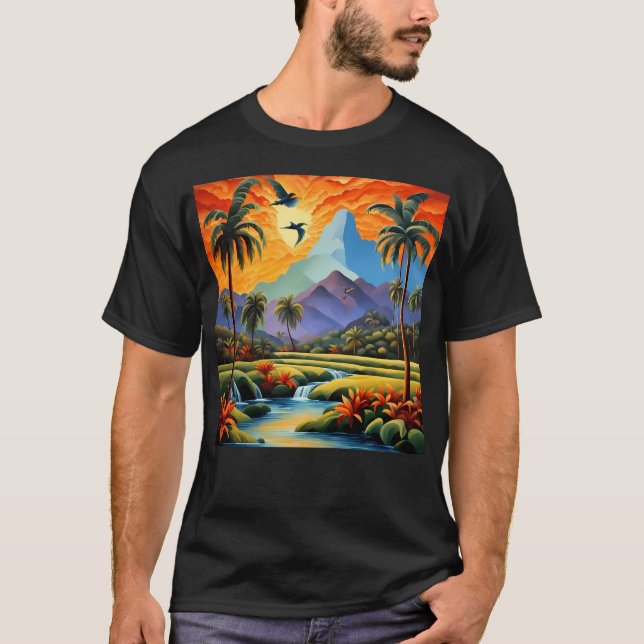 Tropical Landscape 2 Active T Shirt (Framsida)