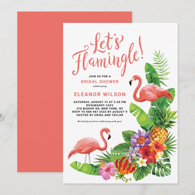 Tropical Låt oss Flamingle Sommar Möhippa Inbjudningar (Fram/baksida)
