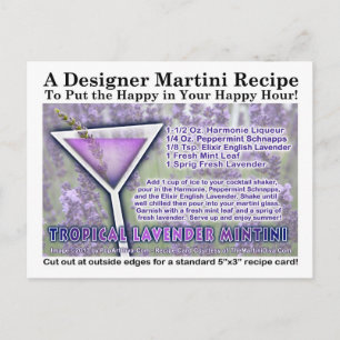 Tropical Lavender Mint Martini Postcard Vykort