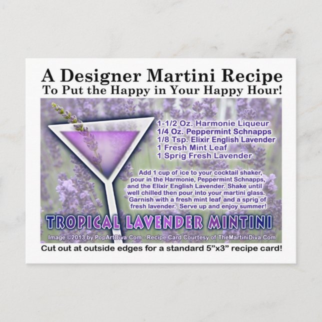 Tropical Lavender Mint Martini Postcard Vykort (Framsida)