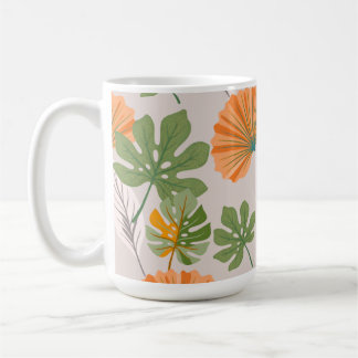 Tropical Leaf Composition in Orange and Green Kaffemugg