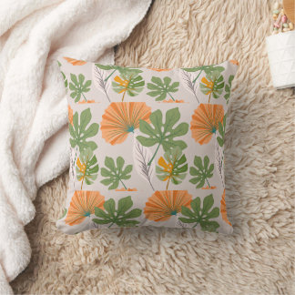 Tropical Leaf Composition in Orange and Green Kudde