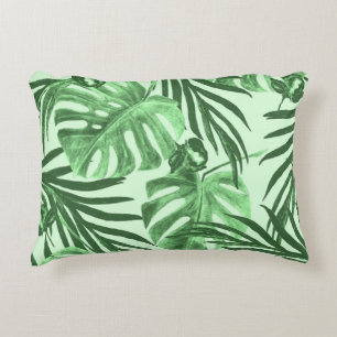 Tropical leaves and flowers, watercolor pattern. prydnadskudde
