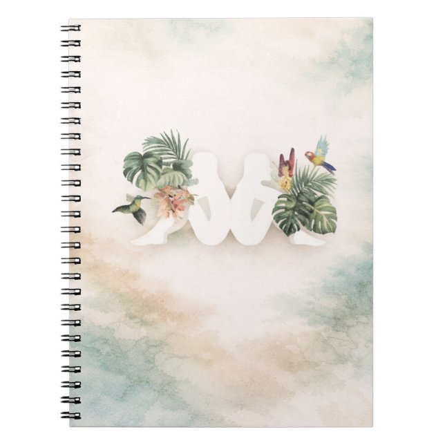 Tropical Leaves & Birds Aesthetic Design  Anteckningsbok (Framsidan)