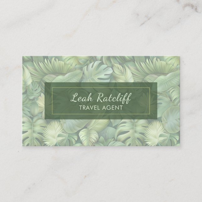 Tropical Leaves Business Card Visitkort (Framsida)