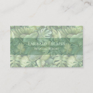 Tropical Leaves Monogram Business Card Visitkort