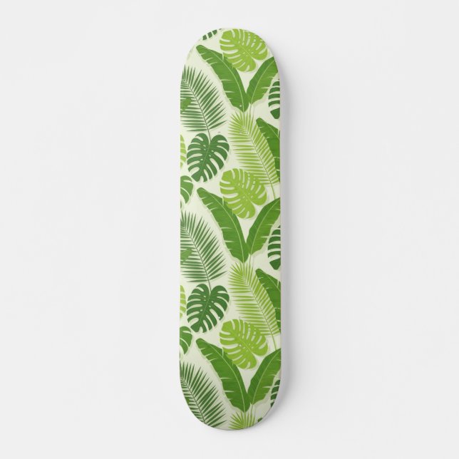Tropical Leaves & Monstera Seamless Pattern Mini Skateboard Bräda 18,5 Cm (Framsida)