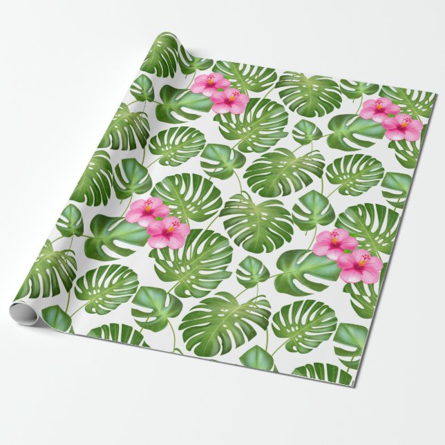 Tropical Leaves Presentpapper (Utrullad)