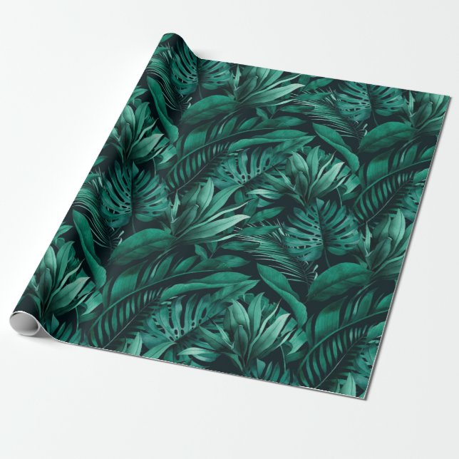 Tropical Leaves Presentpapper (Utrullad)