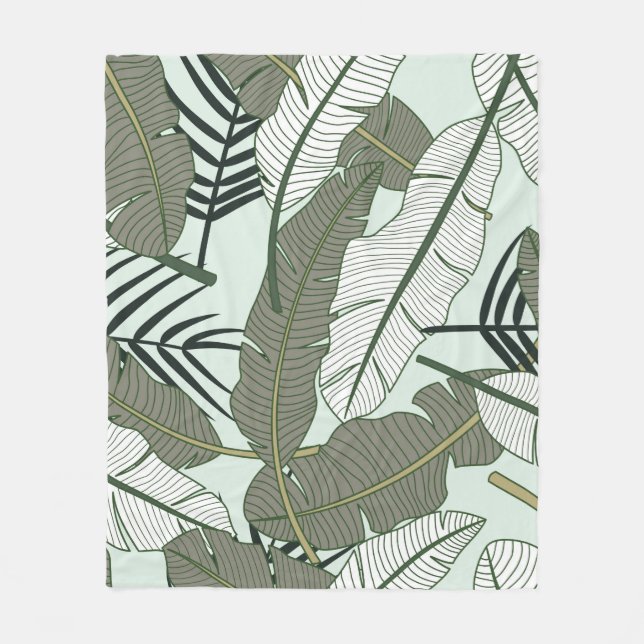 Tropical leaves seamless pattern  fleecefilt (Framsidan)