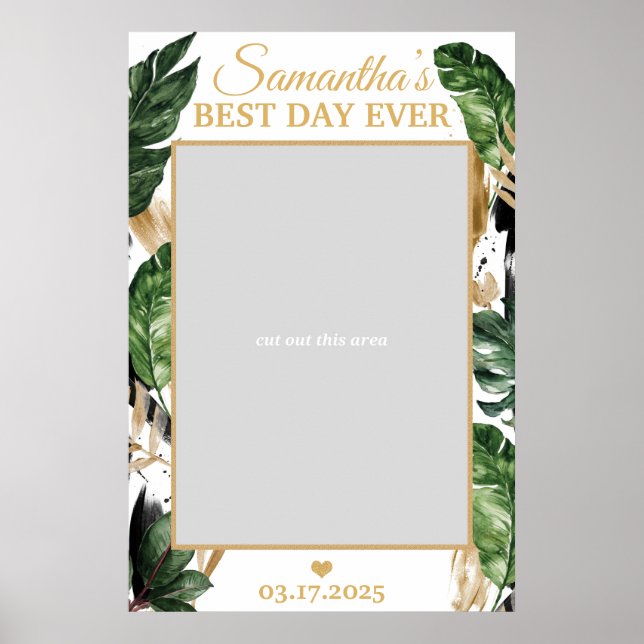 Tropical Leaves Wedding Photo Prop Frame Summer Poster (Framsidan)